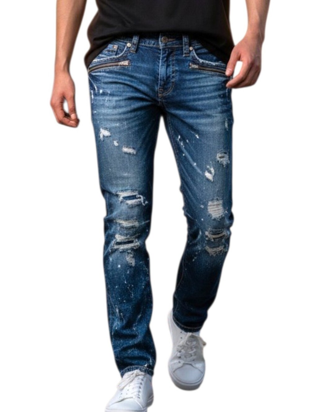 Rock Revival Jeans Blue Denim Easy Bootcut Jeans Embroidered Accents Men's 34